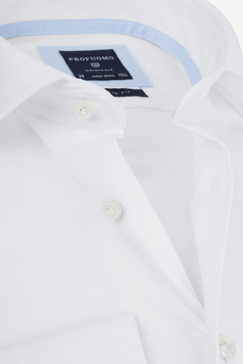 Profuomo overhemd wit blauw accent | Slim-fit