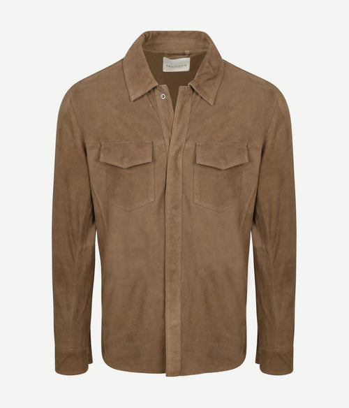 Overshirt suede taupe