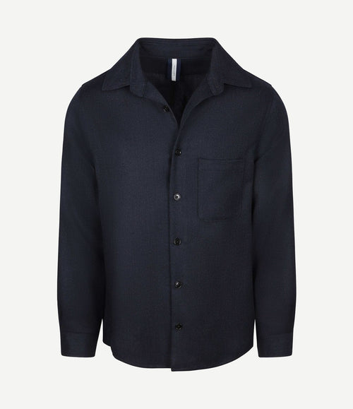 Overshirt wool mouliné donkerblauw
