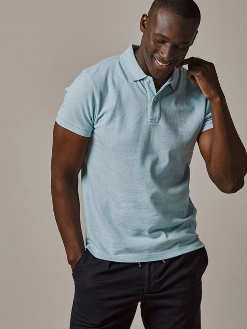 Profuomo piqué poloshirt aqua blauw