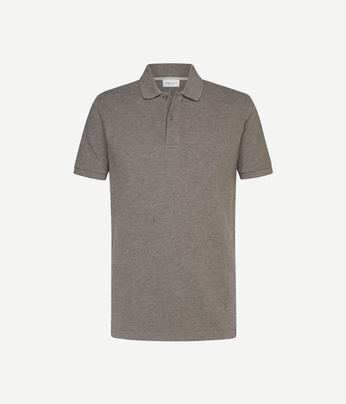 Profuomo piqué poloshirt bruin