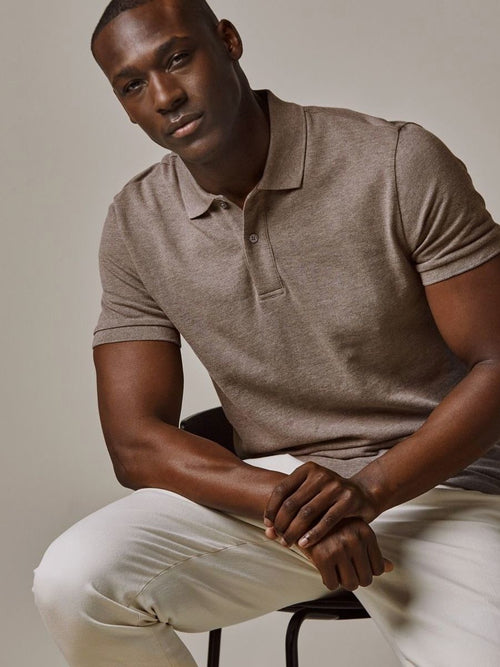 Profuomo piqué poloshirt bruin