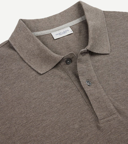 Profuomo piqué poloshirt bruin