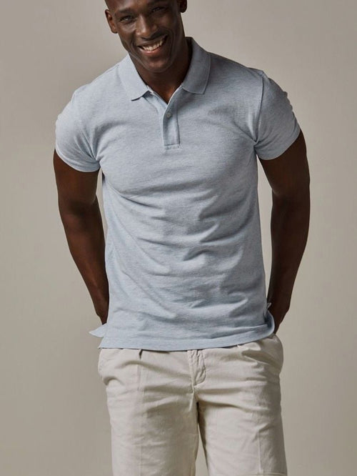 Profuomo piqué poloshirt lichtblauw
