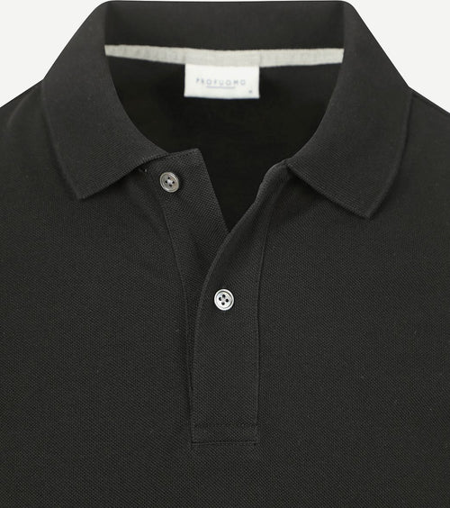 Profuomo piqué poloshirt zwart
