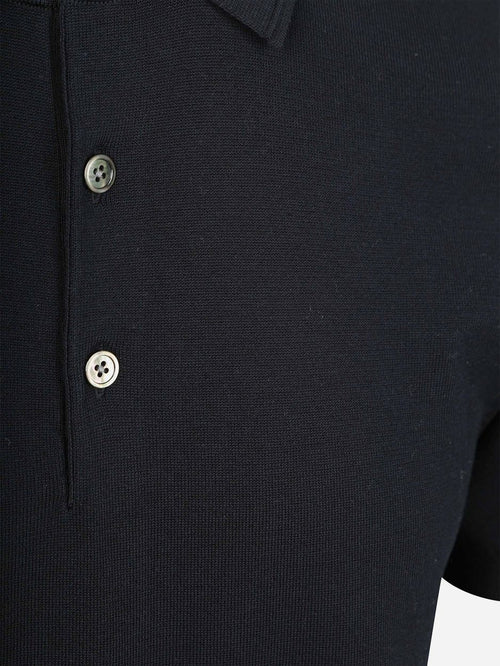 Knitted poloshirt donkerblauw