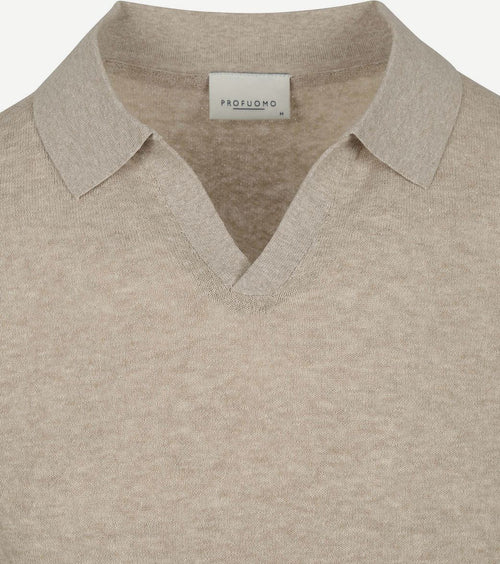 Profuomo poloshirt linen blend beige