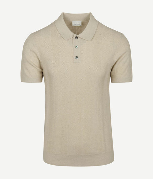 Profuomo poloshirt linen blend herringbone ecru