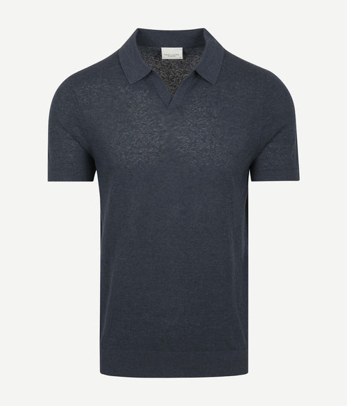 Profuomo poloshirt linen blend donkerblauw
