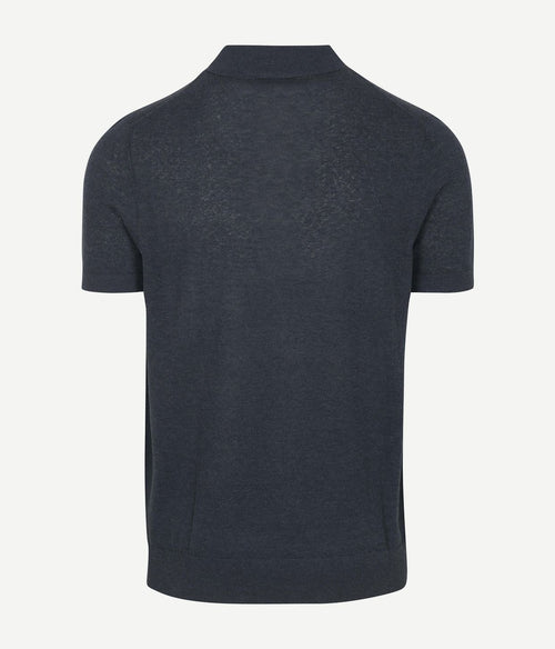Profuomo poloshirt linen blend donkerblauw