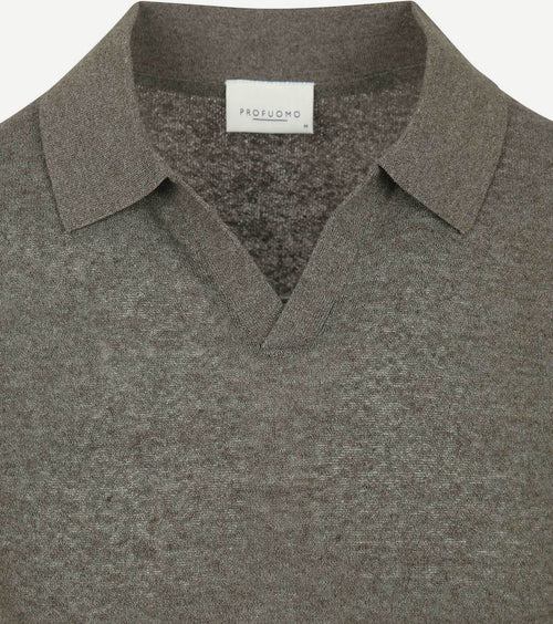 Profuomo poloshirt linen blend olijfgroen