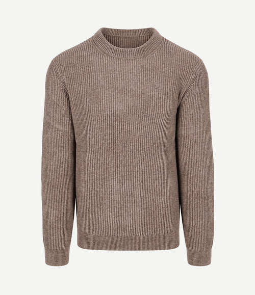 Pullover chenille rib wool blend brown