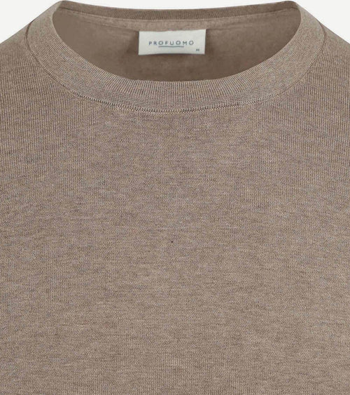 Profuomo pullover luxury basic taupe | Regular-fit