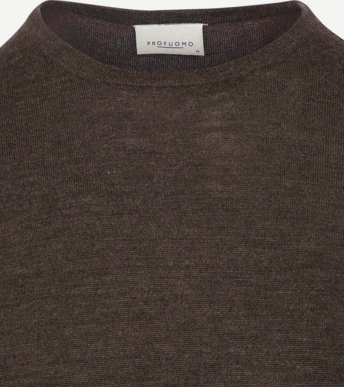 Profuomo pullover merinowol donkerbruin