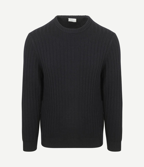 Pullover rib wol blend donkerblauw