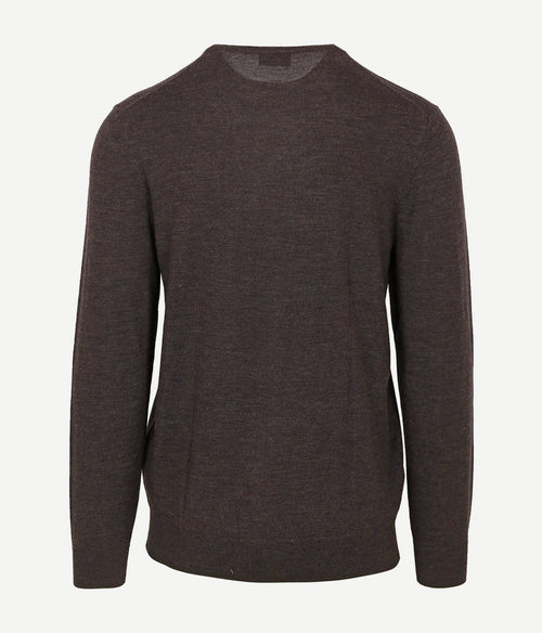 Profuomo pullover v-hals merinowol donkerbruin