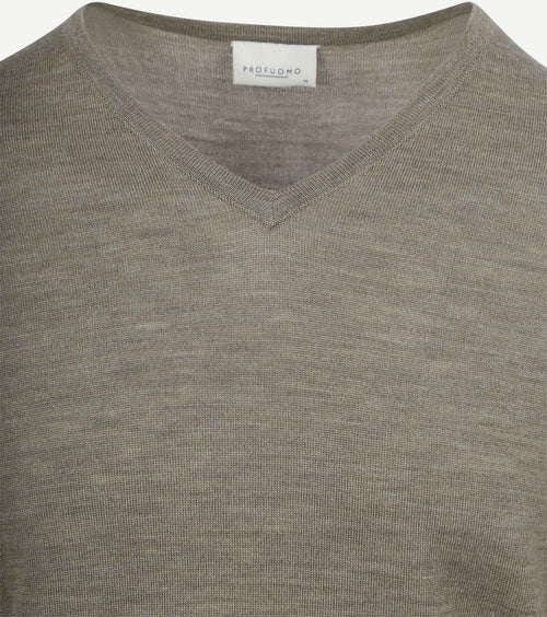 Profuomo pullover v-hals merinowol groen