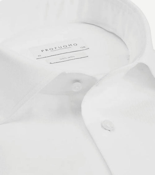 Profuomo shirt cutaway dubbel manchet wit | Slim-fit