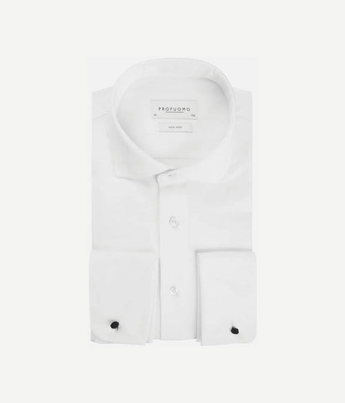 Profuomo shirt cutaway dubbel manchet wit | Slim-fit