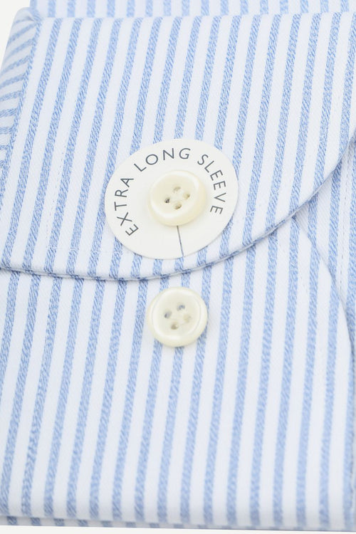 Profuomo shirt extra lange mouwen travel streep lichtblauw | Slim-fit