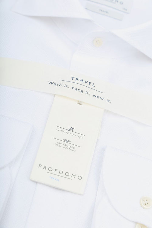 Profuomo shirt extra lange mouwen travel wit | Slim-fit