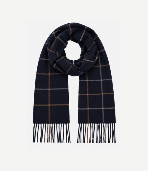 Sjaal lamswol ruiten donkerblauw