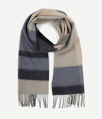 Profuomo sjaal wol colourblock blauw grijs beige Profuomo sjaal wol colourblock blauw grijs beige