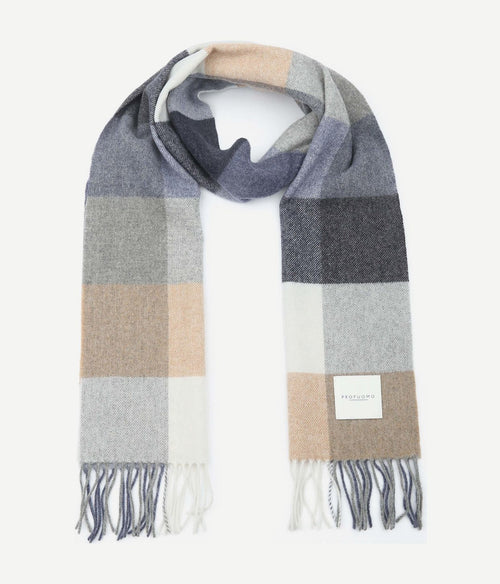 Profuomo sjaal wol ruiten blauw