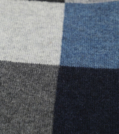 Profuomo sjaal wol ruiten donkerblauw