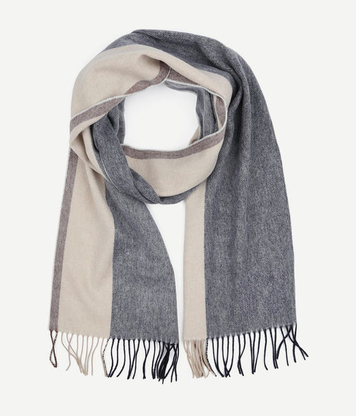 Profuomo sjaal wol stripes blauw bruin beige