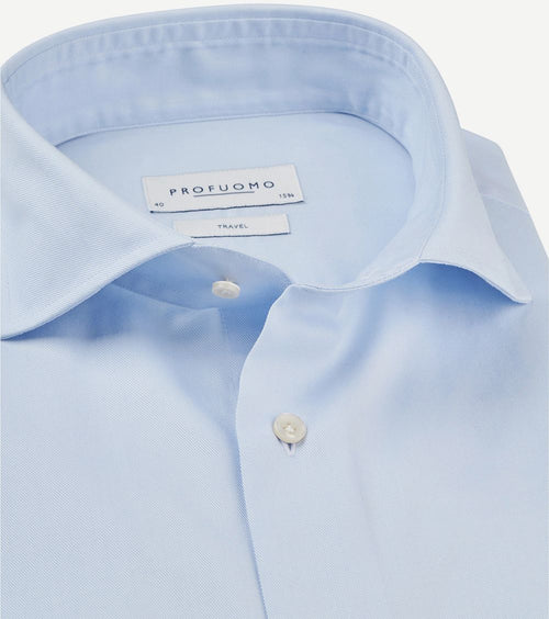 Profuomo sky blue travel shirt blauw