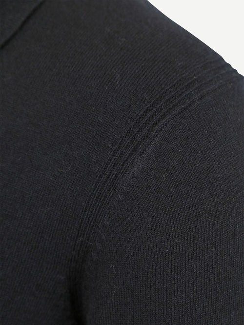 Profuomo longsleeve poloshirt wol blend donkerblauw