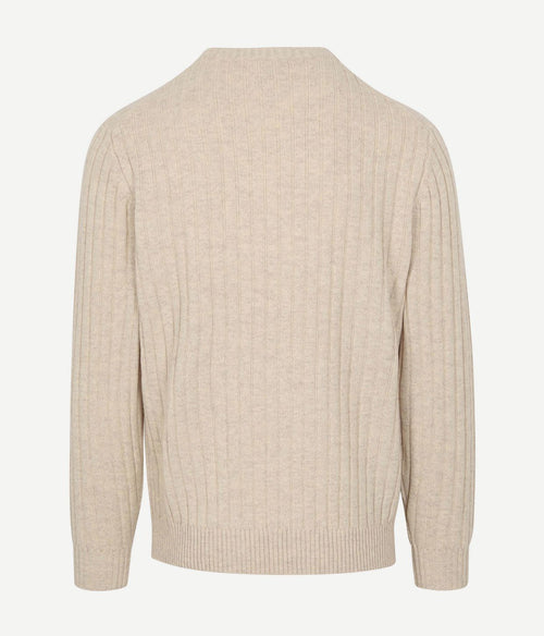 Profuomo pullover rib wol blend sand