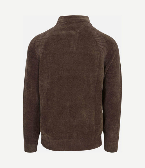 Longsleeve poloshirt chenille bruin