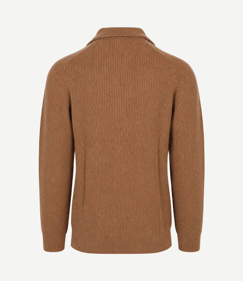 halve rits pullover wool cognac
