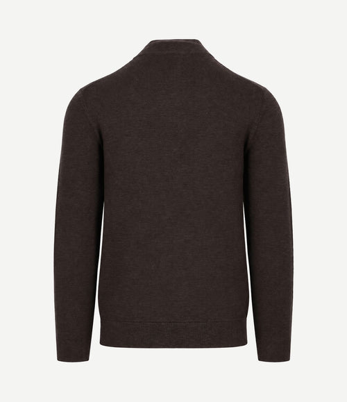 halve rits pullover structuur bruin