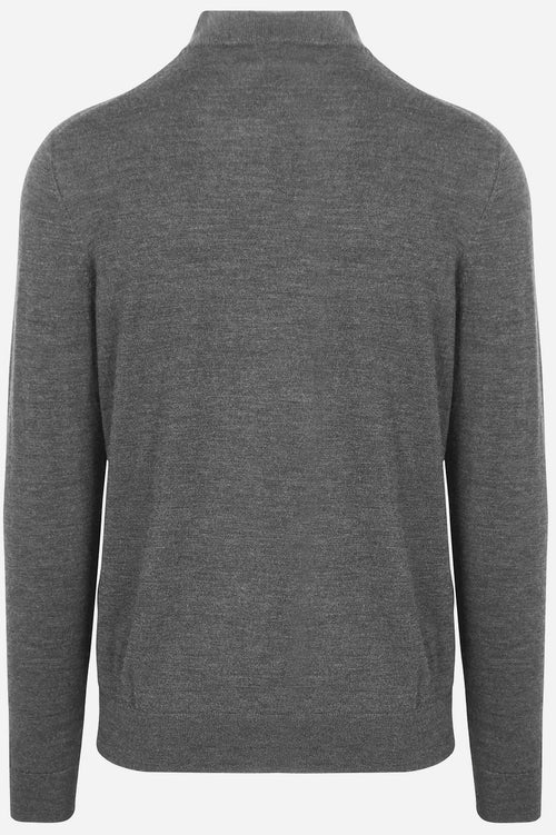 halve rits pullover merinowol grijs