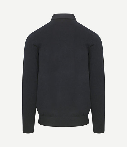 Longsleeve poloshirt luxury basic donkerblauw