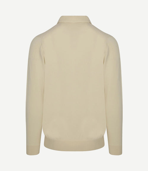 Longsleeve poloshirt luxury basic off white