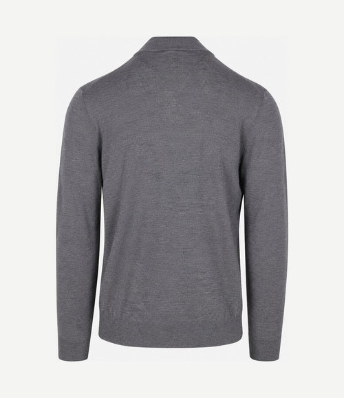 halve rits pullover merinowol grijs