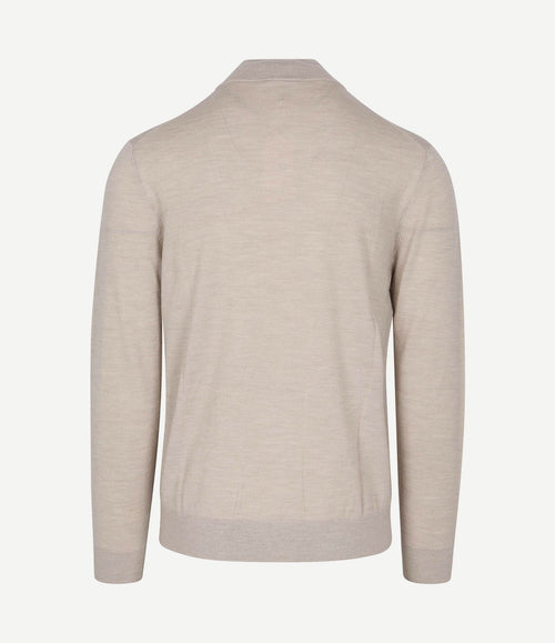 halve rits pullover merinowol beige