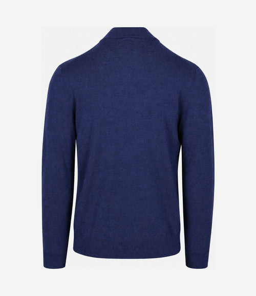 halve rits pullover merinowol royal blue