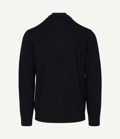 halve rits pullover merinowol zwart