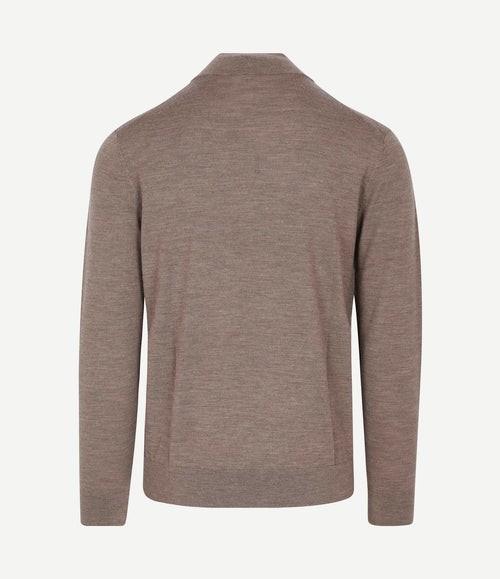 halve rits pullover merinowol bruin