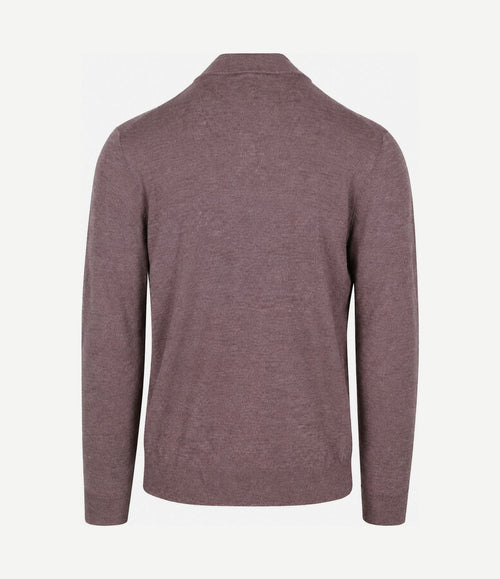 halve rits pullover merinowol aubergine