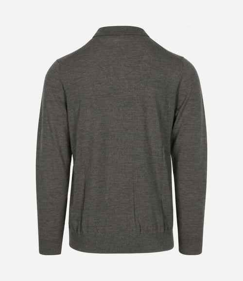 Longsleeve poloshirt merinowol groen