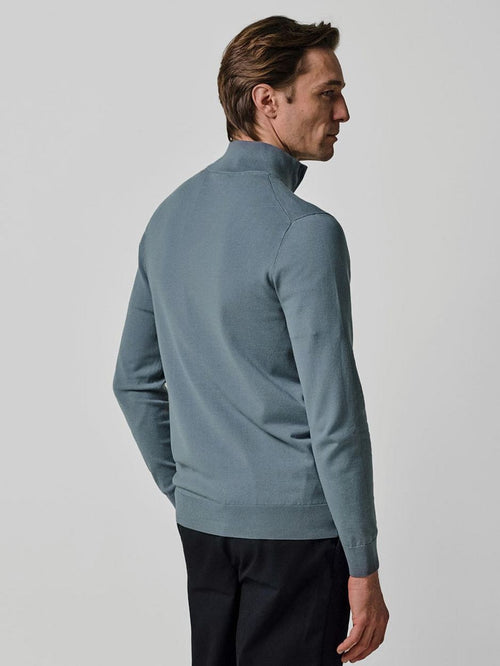 halve rits pullover luxury basic blauw