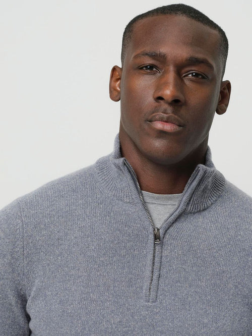 halve rits pullover wol blend blauw