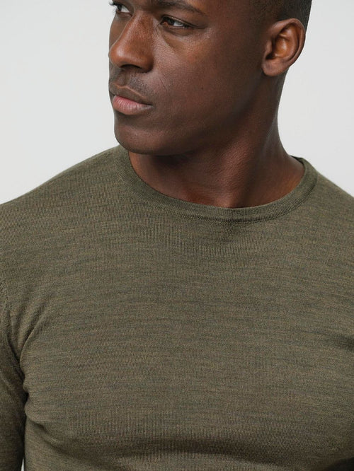 Pullover merinowol olive