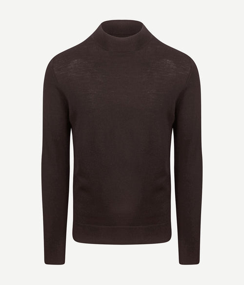 Profuomo turtleneck trui merino donkerbruin
